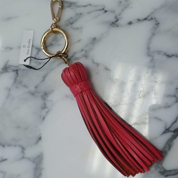 Vera Bradley Loop Keychain Sunset Canyon Tassel Bag Charm Genuine Leather NWT - Picture 10 of 17